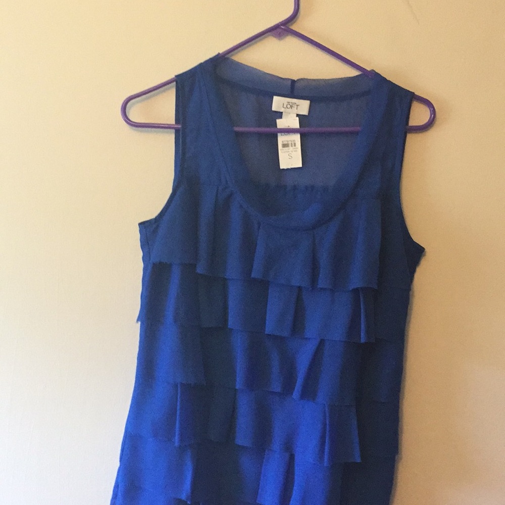 Ann Taylor loft royal blue ruffle tank/camisole